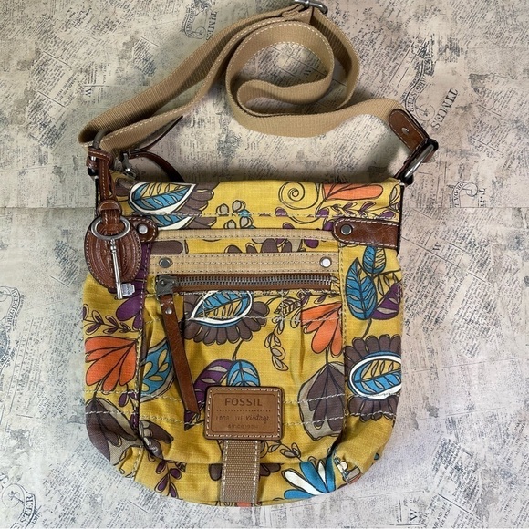 Fossil Long live Vintage 1954 crossbody bag floral printed canvas - Picture 1 of 13